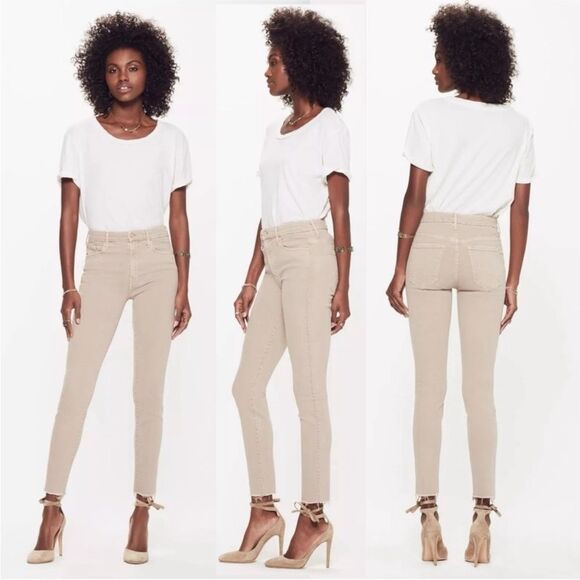Mother Denim Jeans The Looker Ankle Fray A Run in the Park Hazelnut sz 30 - Picture 1 of 7